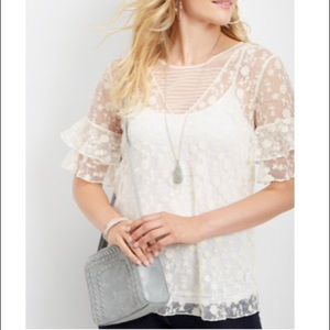 Ruffled Sleeve Lace Top